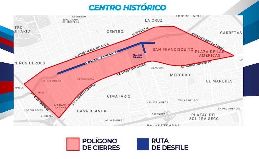 Estos serán los cierres por desfile del Día de la Revolución en Centro ...